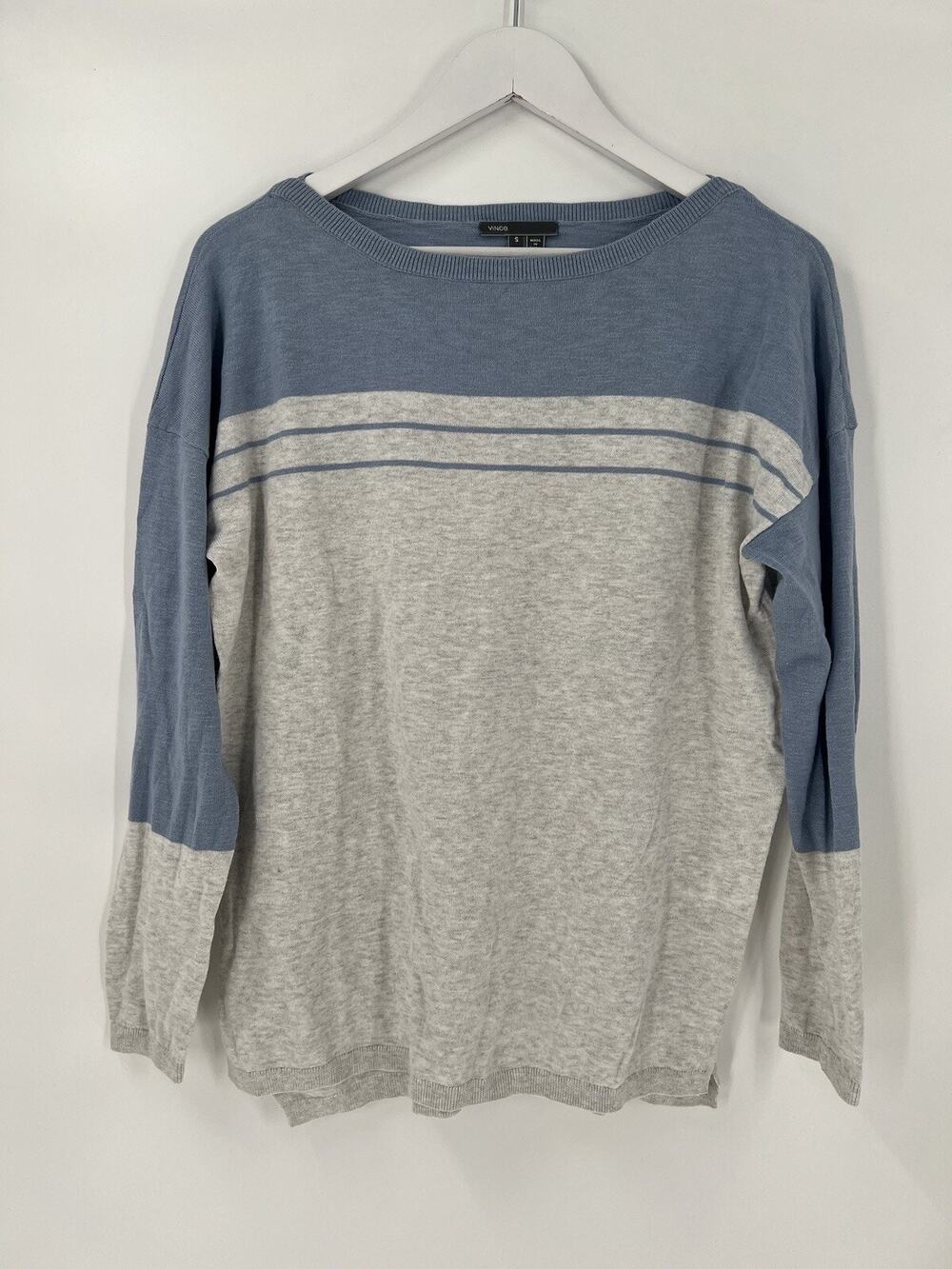 Vince Sweater Womens Small Gray Blue Pullover Lightweight Cotton Casual Top Knit